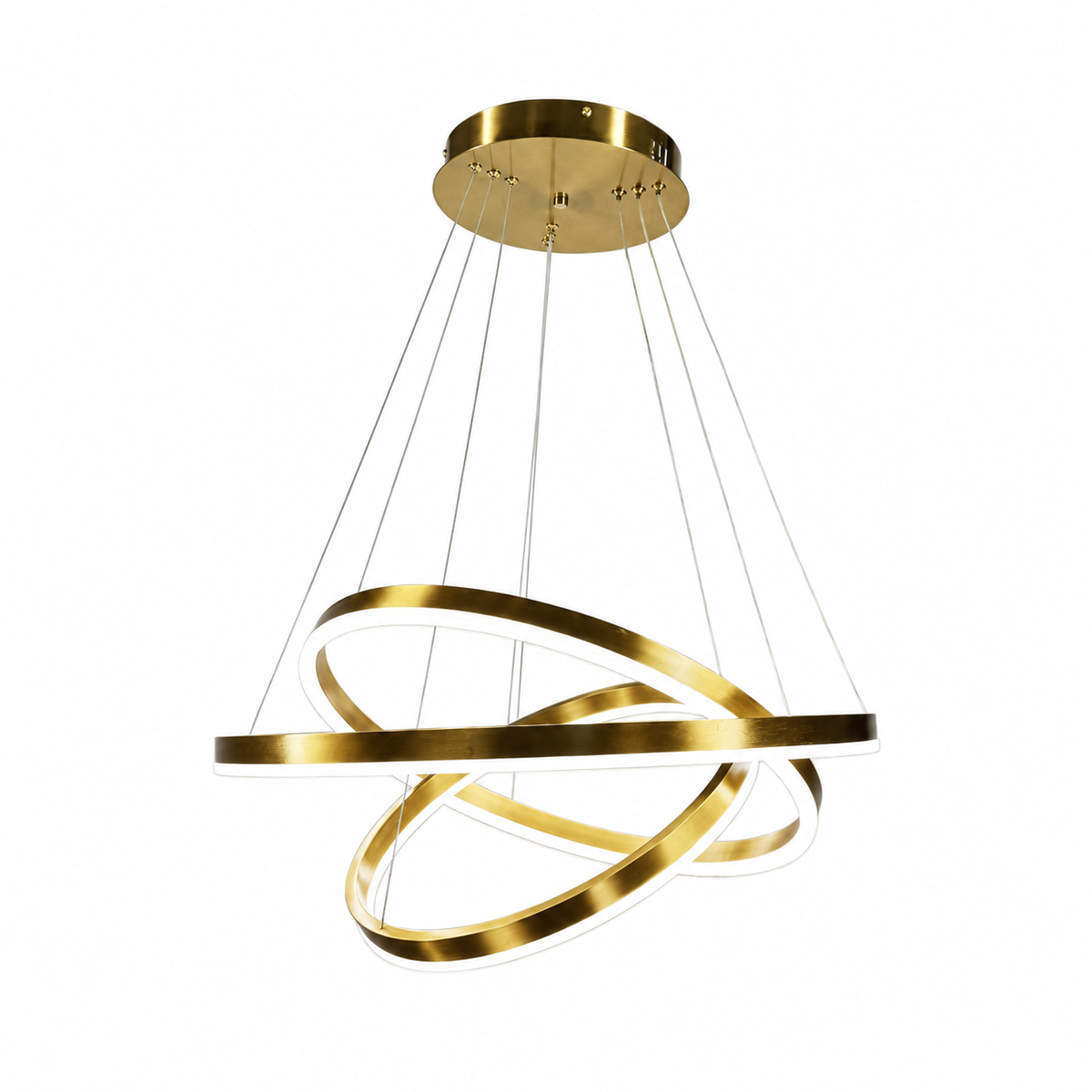 Підвісні люстри золоті D-60+50+40 cm / D-80+60+40 cm Led 3000K-6000K Gold Rings 260918-100008984