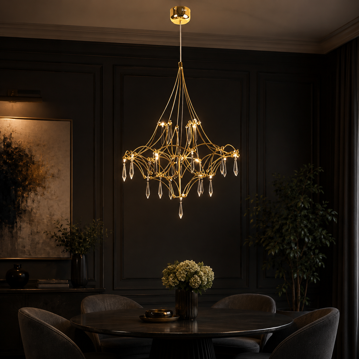 Люстра золота зі скляними підвісами D-60 cm Led 25W Gold Rain 250931-100006177