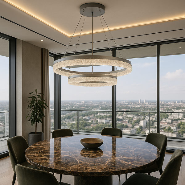 Люстра підвісна сіра D-40+60cm Led 248W Silver Ice Circle 251119-100006711