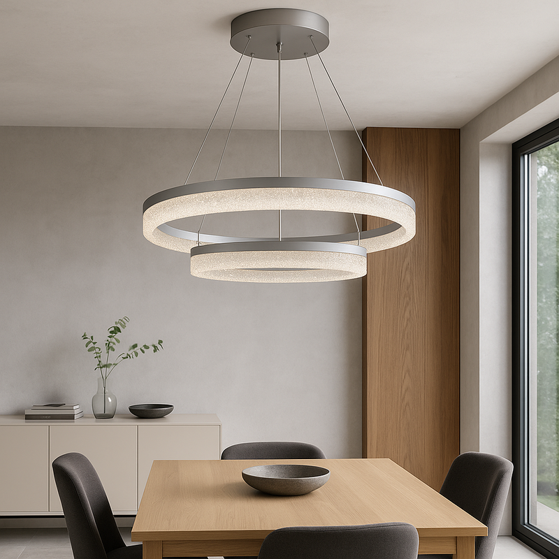 Люстра підвісна сіра D-40+60cm Led 248W Silver Ice Circle 251119-100006711