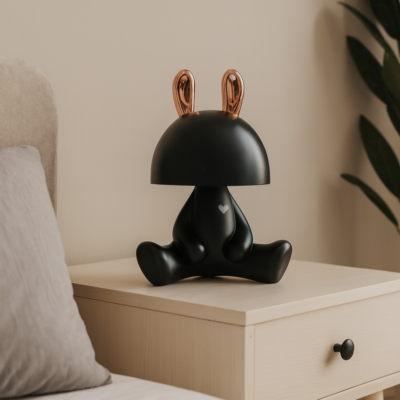 Настільна лампа чорний з золотом зайчик H-27 cm Led Black+Gold Rabbit 250840-100005818