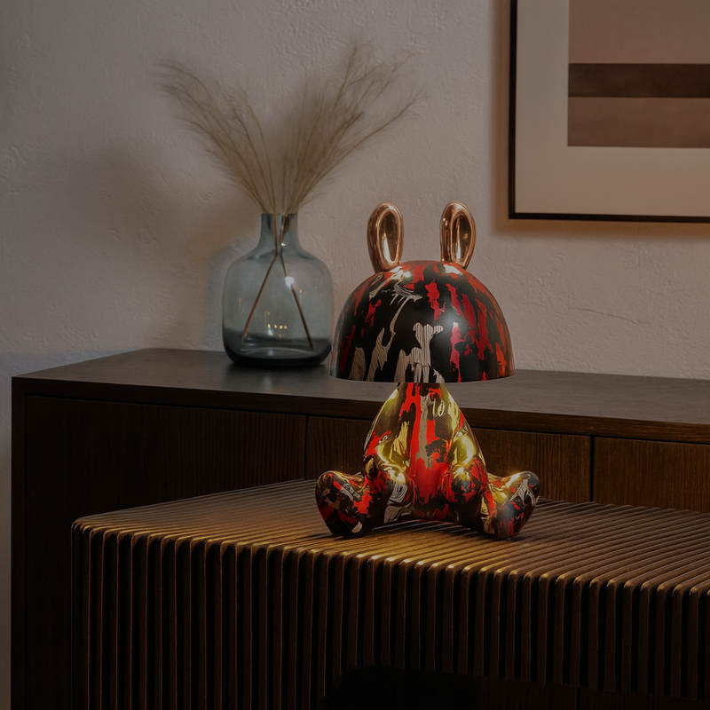 Настільна лампа різнокольорова з золотом зайчик H-27 cm Led Colorful+Gold Rabbit 250840-100005819