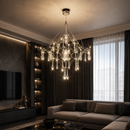 Підвісні люстри срібні з пультом D-60 cm / D-80 cm Led 3000K-6000K Chrome Rain 260618-100008202