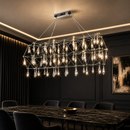 Підвісна люстра срібна з кристалами з пультом L-120 cm Led 52W 3000K-6000K Chrome Rain 260618-100008205