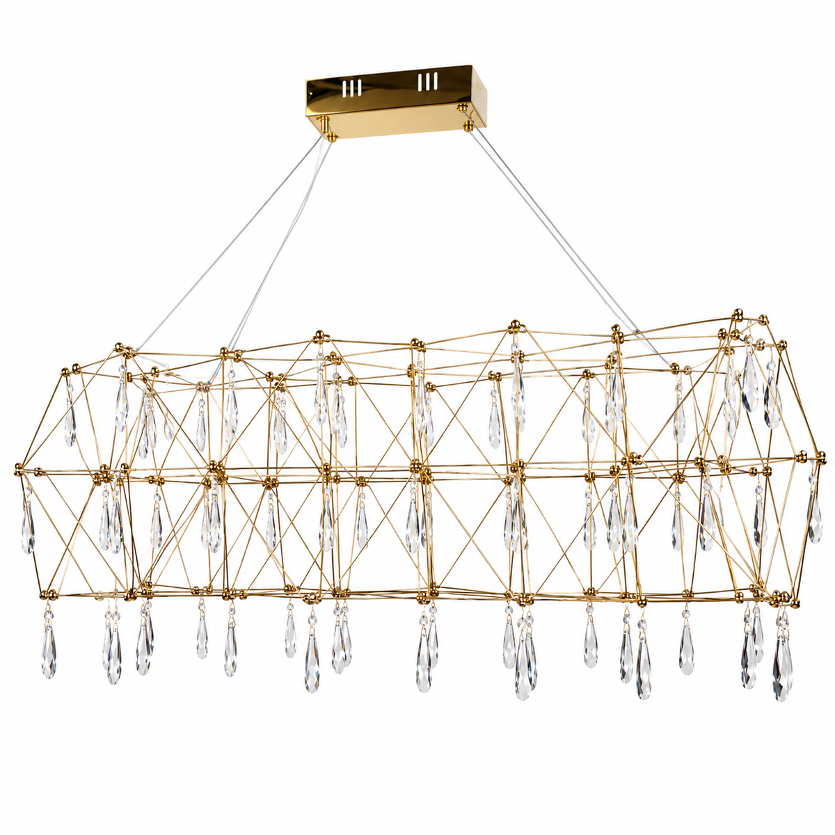 Підвісна люстра золота з кристалами з пультом L-120 cm Led 52W 3000K-6000K Gold Rain 260618-100008206