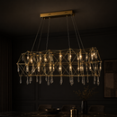 Підвісна люстра золота з кристалами з пультом L-120 cm Led 52W 3000K-6000K Gold Rain 260618-100008206