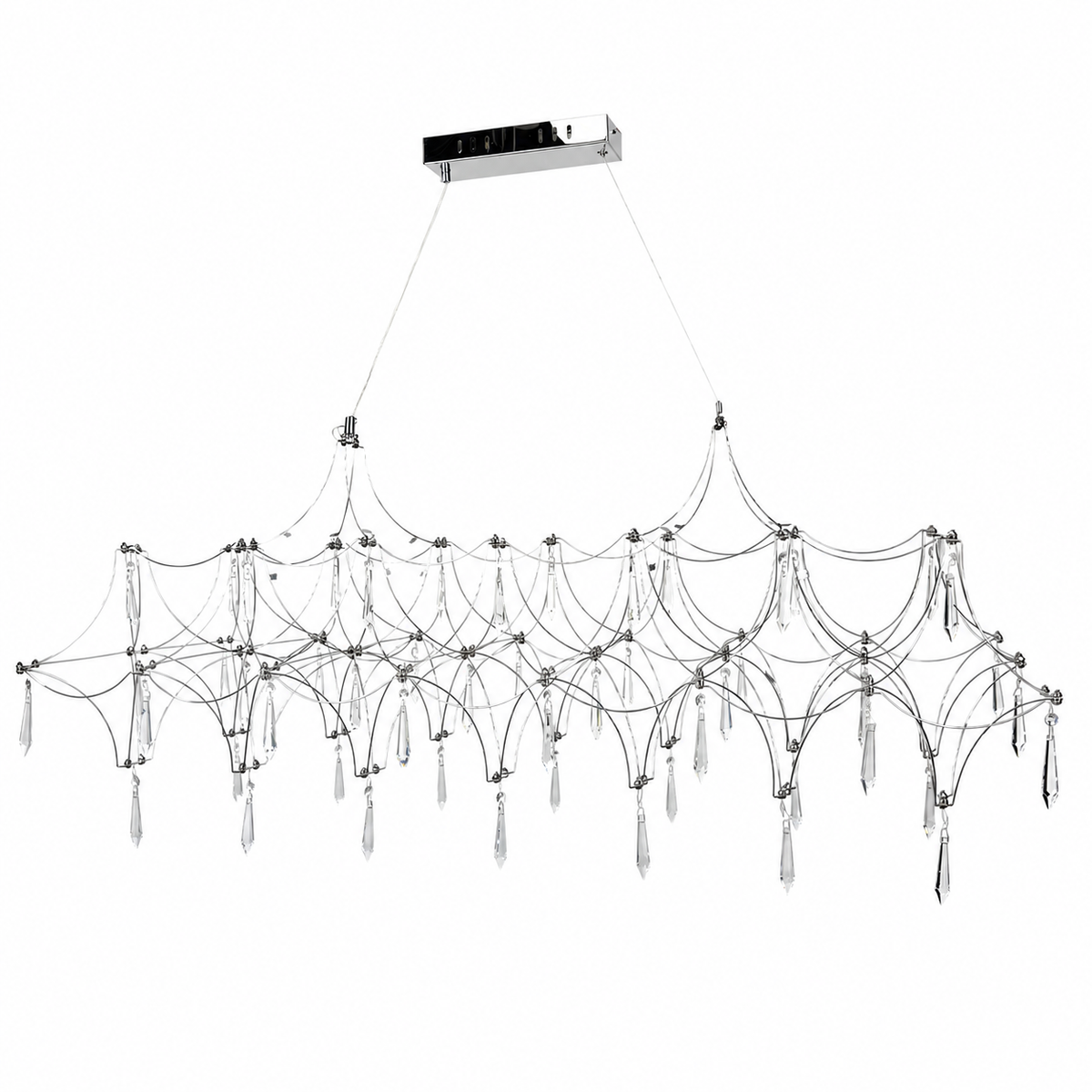 Підвісні люстри срібна з пультом L-120 cm / L-160 cm Led 3000K-6000K Chrome Rain 260618-100008208