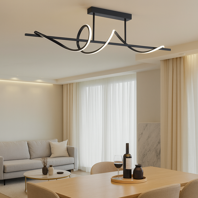 Люстра хвиляста чорна L-110 cm Led 40W 4000K Black Wave 250862-100005820