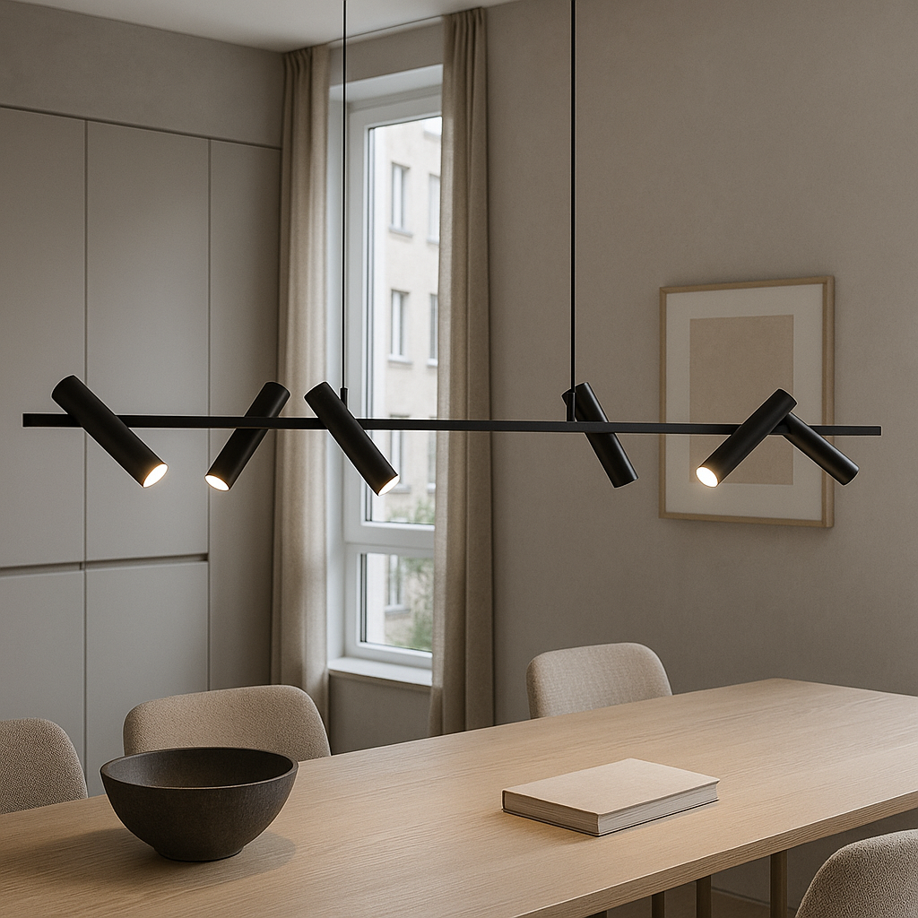 Підвісна люстра чорна з регулюючими спотами L-120 cm Led 18W Black Spot 250918-100006172
