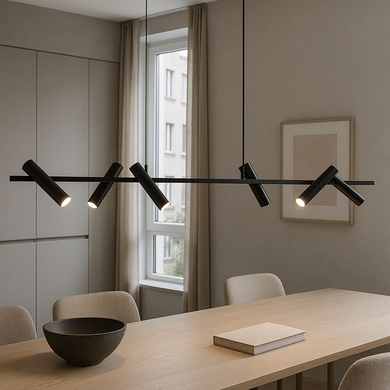 Підвісна люстра чорна з регулюючими спотами L-120 cm Led 18W Black Spot 250918-100006172