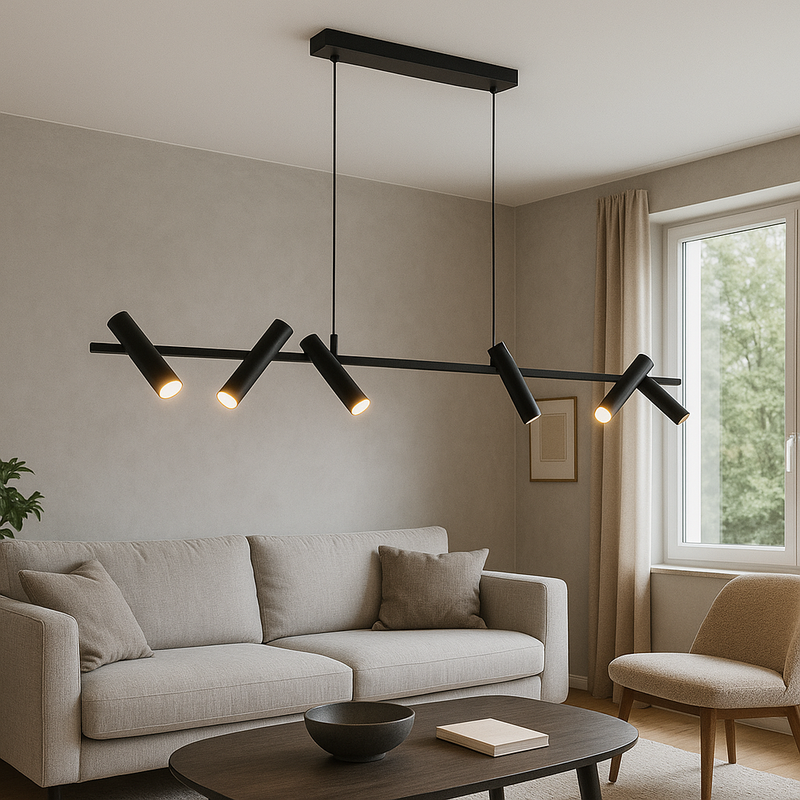 Підвісна люстра чорна з регулюючими спотами L-120 cm Led 18W Black Spot 250918-100006172