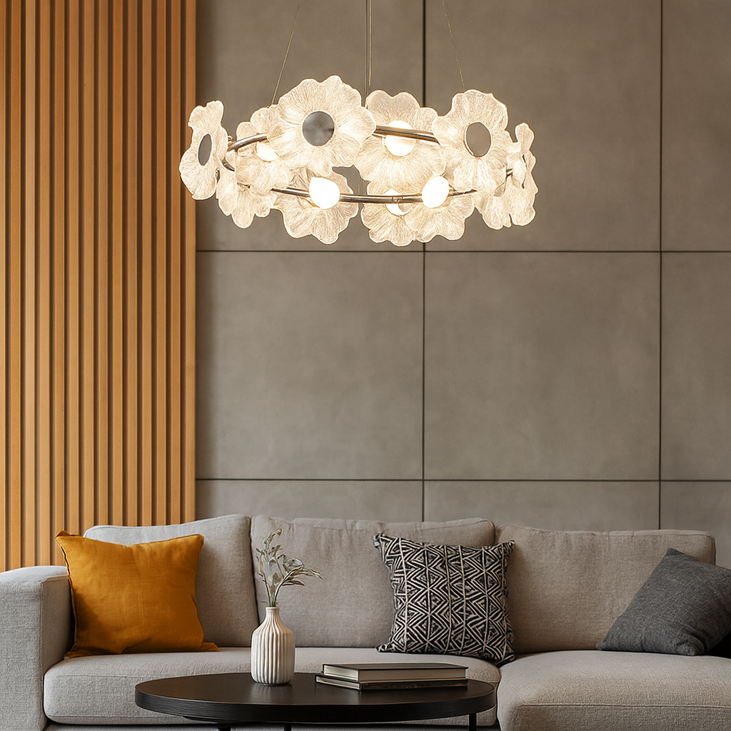 Люстри підвісні срібні з квітками D-60 cm / D-80 cm Led 20W / 22W Chrome Flowers Jelly 250831-100005831