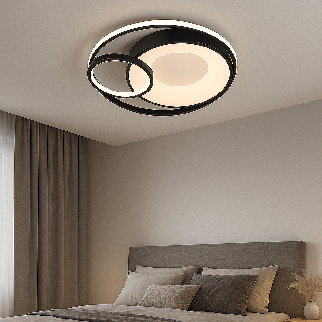 Стельова світлодіодна люстра чорна кругла з пультом D-50 cm Led 100W Black Trio Ceiling 250660-100005358