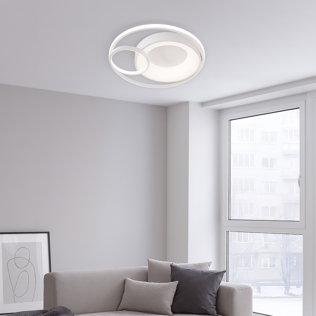 Стельова люстра біла кругла D-50 cm Led 100W Black Trio Ceiling 250660-100005358
