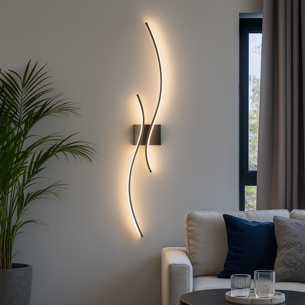 Настінний світильник Double waves L-60 cm / L-80cm Led 12W 4000K Black 241080-100003925