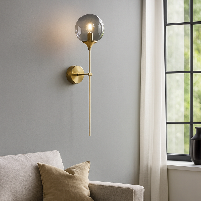 Бра Modo ball smoke glass H-49 cm E27 Gold + Grey 230331-100001448