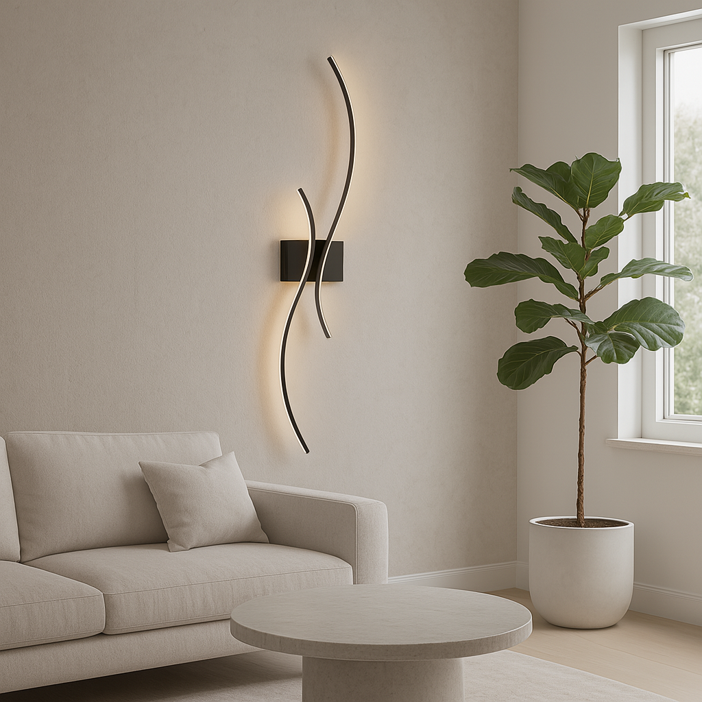 Настінний світильник Double waves L-60 cm / L-80cm / L-100 cm Led 12W 4000K Black 241080-100003925
