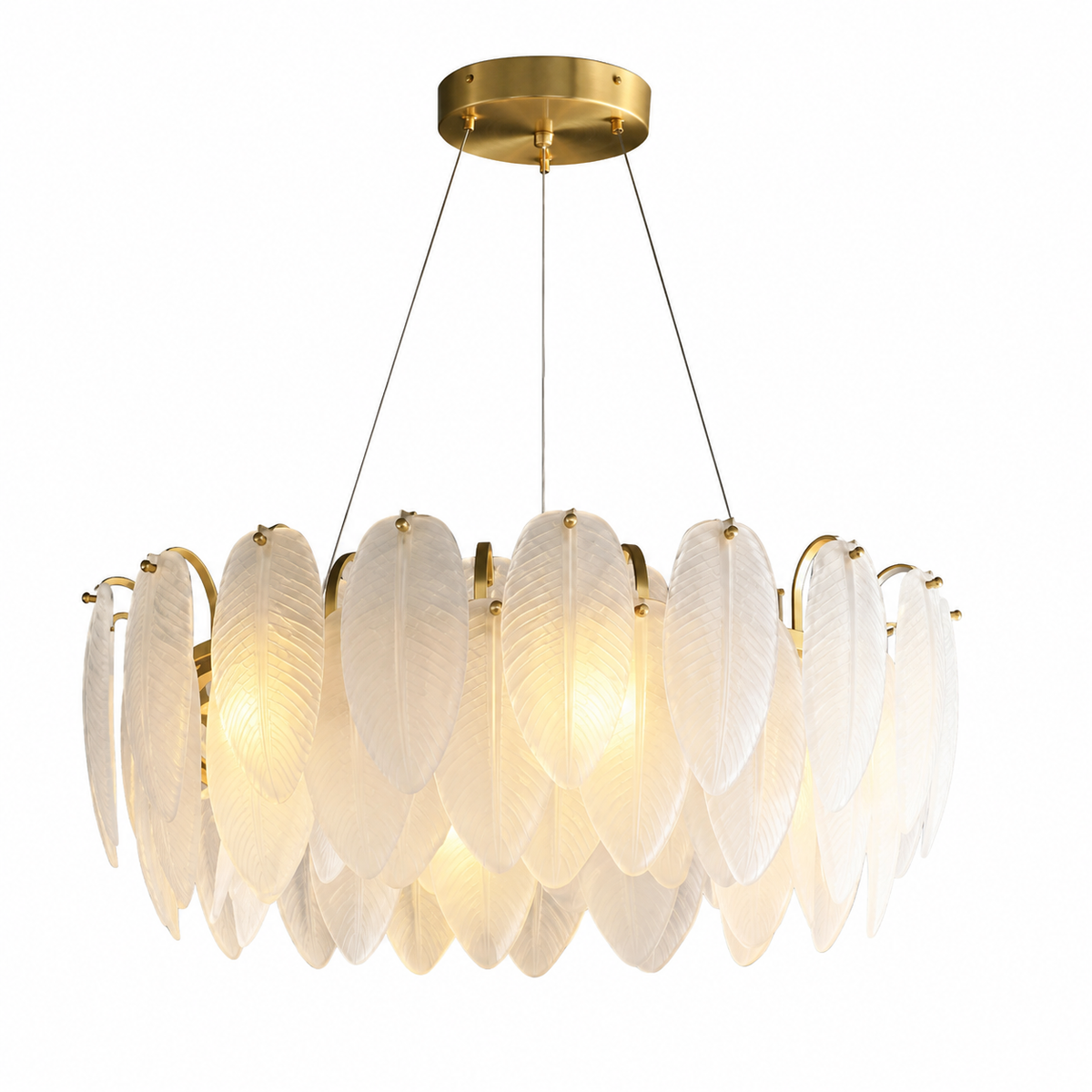 Підвісні люстри D-60 / D-80 cm E27 Gold+White Feathers 260618-100008227