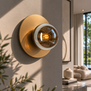 Настінний світильник бурштиновий D-23 cm E14 Amber+Gold Plate 260544-100007999