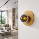 Настінний світильник бурштиновий D-23 cm E14 Amber+Gold Plate 260544-100007999