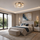Стельові люстри сатинові з золотом D-60 cm / D-80 cm Led 3000K-6000K Satin+Gold Aurora 260518-100008006