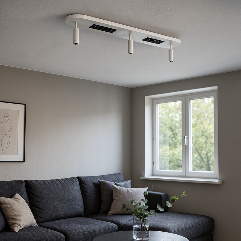 Стельова люстра біла зі спотами з пультом L-80 cm Led 58W White Smart 251075-100006432