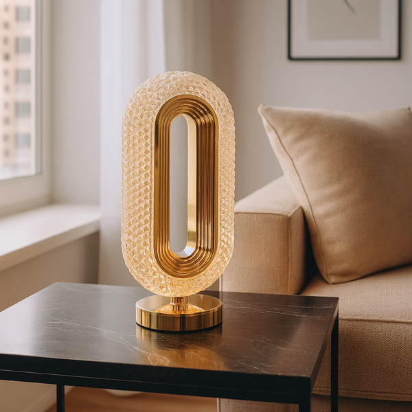 Настільна лампа з акумулятором H-26 cm Led 5W Gold + Clear Diamond Lumen Arc 250588-100004668