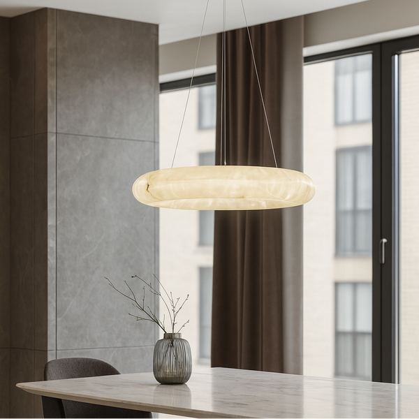 Підвісна люстра біла з імітацією мармуру D-60 cm Led 36W White Marble 251018-100006436