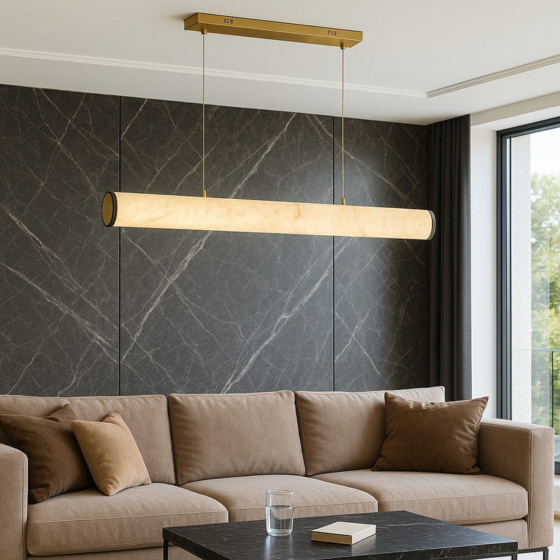 Підвісна люстра біла з імітацією мармуру L-100 cm / L-120 cm / L-150 cm Led White Marble 251018-100006439