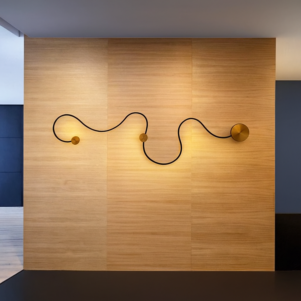 Настінний світильник змійка чорна з бронзою L-132 cm Led Black+Bronze Snake 250647-100005371