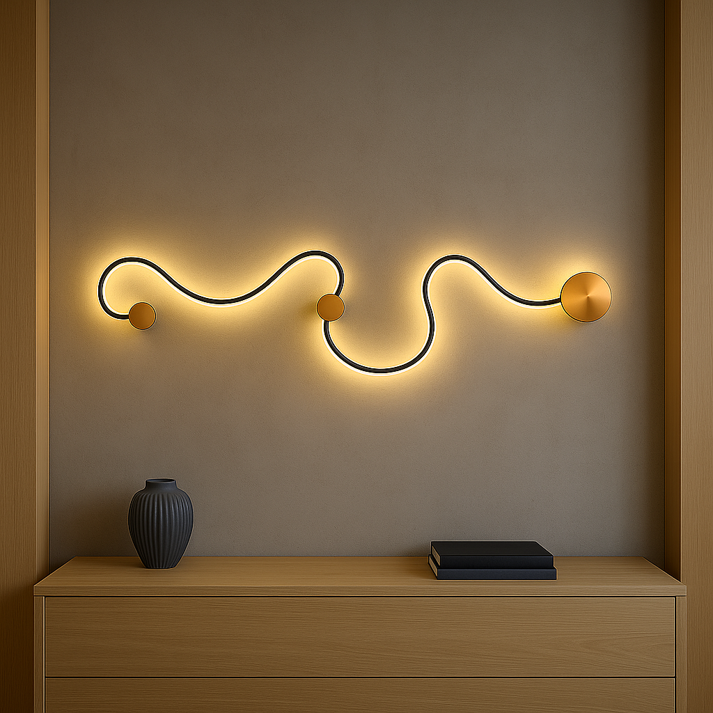 Настінний світильник змійка чорна з бронзою L-132 cm Led Black+Bronze Snake 250647-100005371