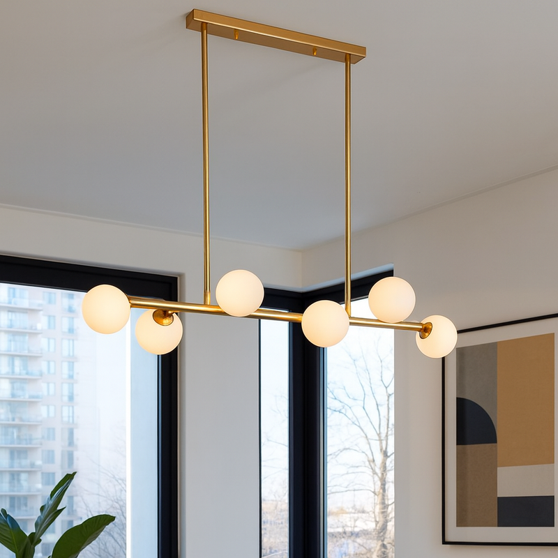 Підвісна люстра золота з білими плафонами на 6 / 8 / 10 ламп G9 Gold+White Small Bolls 251031-100006441