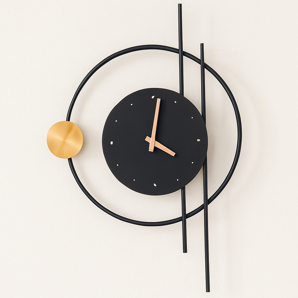 Настільний світильник годинник чорний з бронзою H-59 cm Black+Bronza Clock 250647-100005373