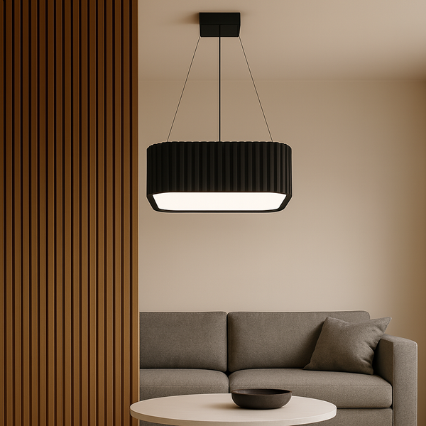 Підвісні люстри чорні з пультом L-48.5 cm / L-58.5 cm Led Black Gofre 250819-100005865