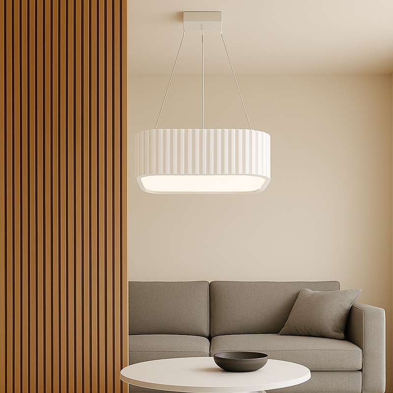 Підвісні люстри білі з пультом L-48.5 cm / L-58.5 cm Led White Gofre 250819-100005866