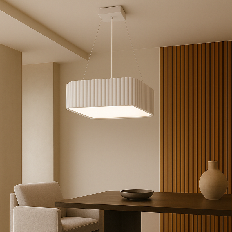 Підвісні люстри білі з пультом L-48.5 cm / L-58.5 cm Led White Gofre 250819-100005866