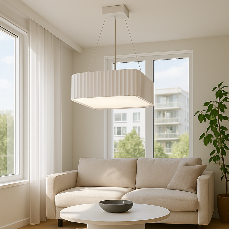 Підвісні люстри білі з пультом L-48.5 cm / L-58.5 cm Led White Gofre 250819-100005866