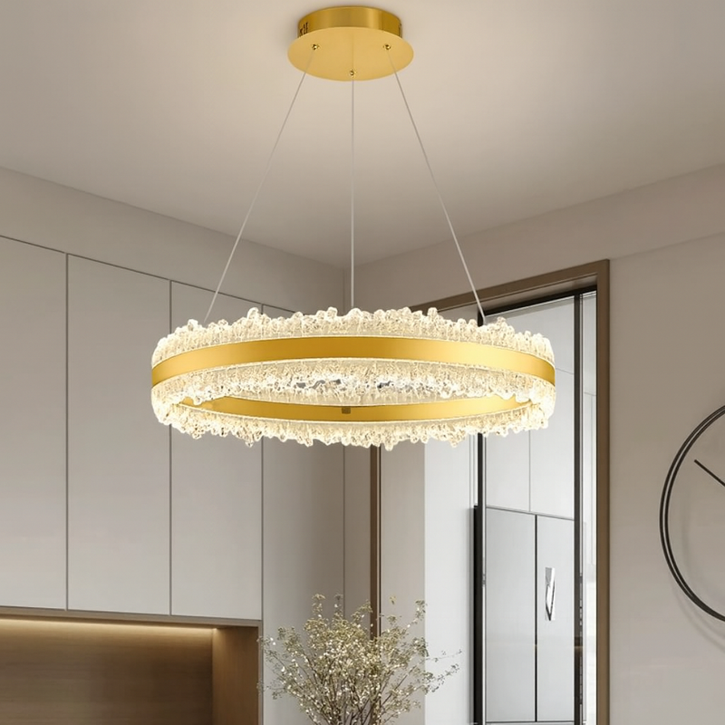 Підвісна люстра золота брашована світлодіодна D-60 cm Led 150W Gold Frozen 250819-100005870