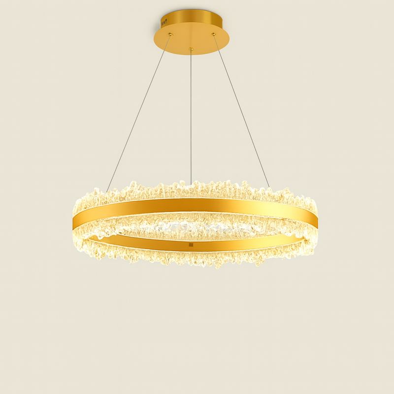 Підвісна люстра золота брашована світлодіодна D-60 cm Led 150W Gold Frozen 250819-100005870
