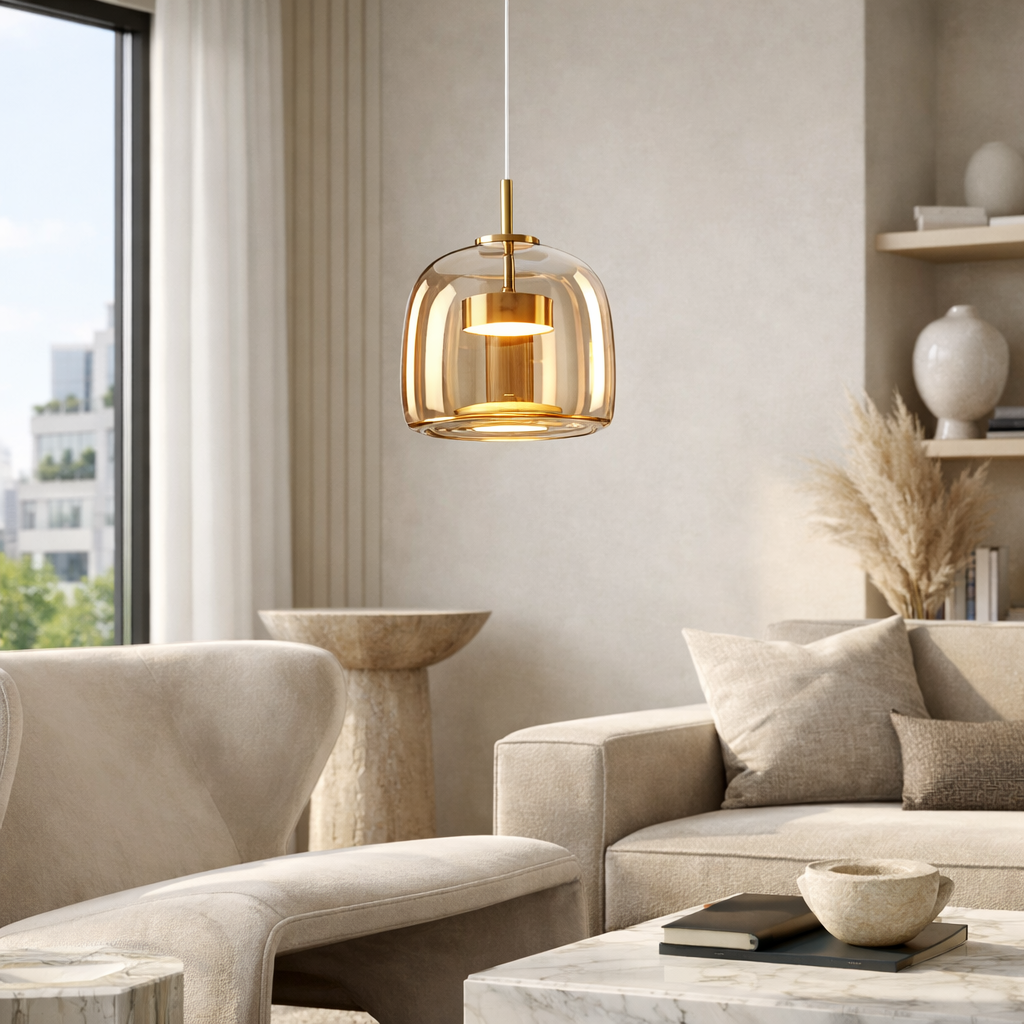 Підвісний світильник бурштиновий D-23 cm Led 15W 4000K Amber+Gold Jube 260122-100007270
