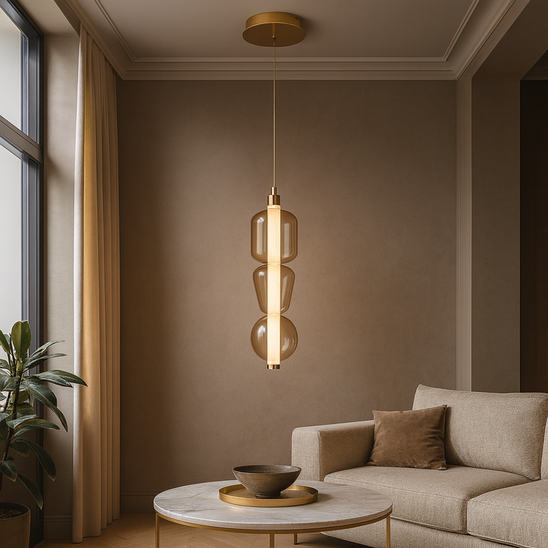 Підвісний світильник Led 12W 4000K Gold+Amber Beads 251036-100006445