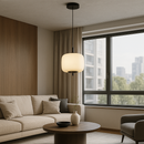 Підвісний світильник молочний D-18 cm Led 10W 4000K Milk+Black Bead 251036-100006450