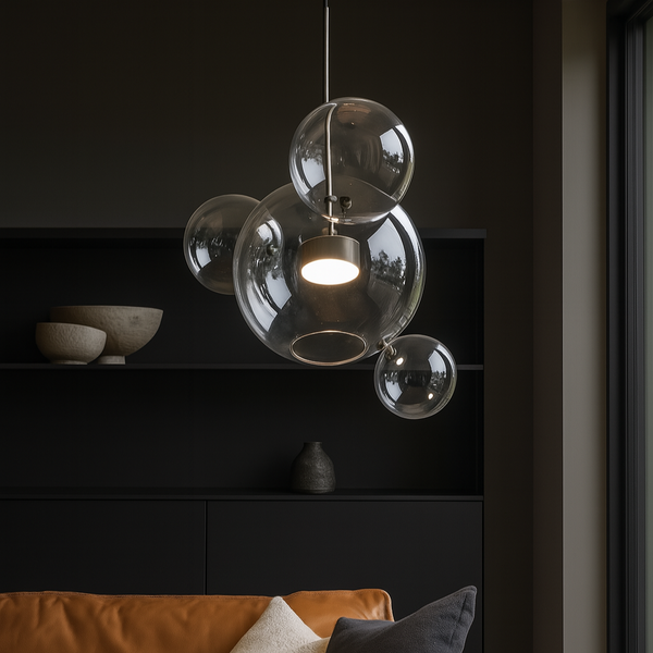 Підвісний світильник у вигляді бульбашки D-30 cm Led 10W Black+Clear Bubble 250717-100005649