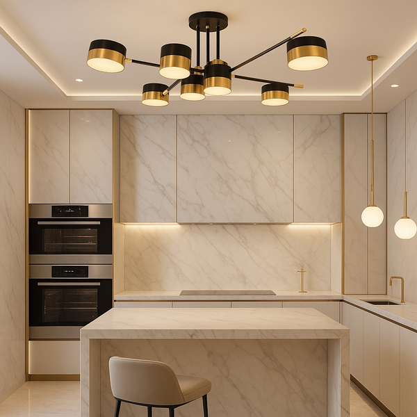 Люстра чорна з золотом L-75 cm H-25 cm Led 52W Gold+Black Satellite 230747-100002378