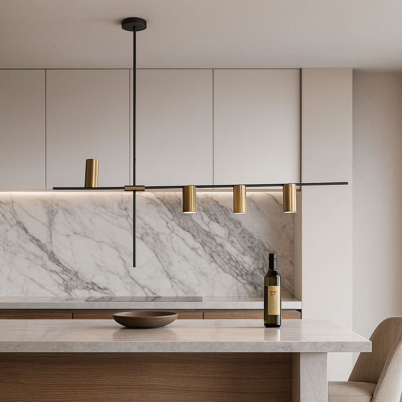 Чорна люстра з золотими спотами L-120 cm H-43.5 GU10 Black+Gold Geometry 251036-100006457