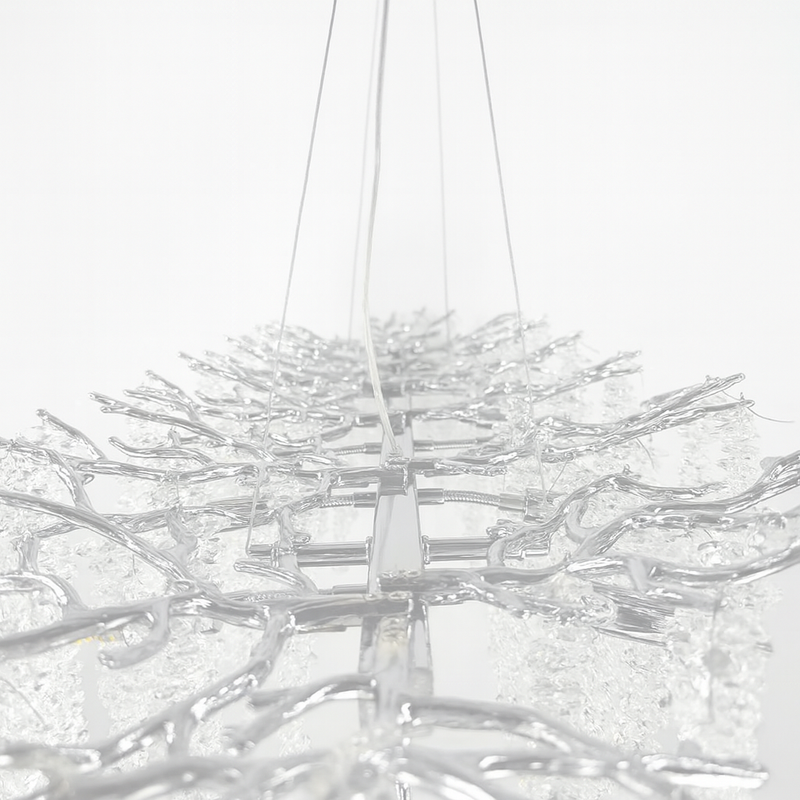 Срібна видовжена люстра з кришталевими підвісками L-100/120/150 см G9 Chrome Tree 250818-100005877