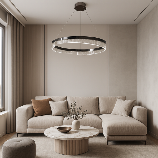 Люстра підвісна чорна кругла D-60 cm Led 50W Black Circle ice 250835-100005881