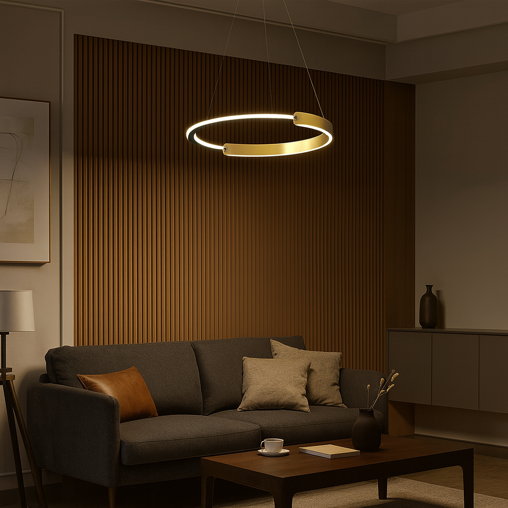Підвісна люстра кругла D-40 cm Led Black+Gold Orbits 250835-100005885
