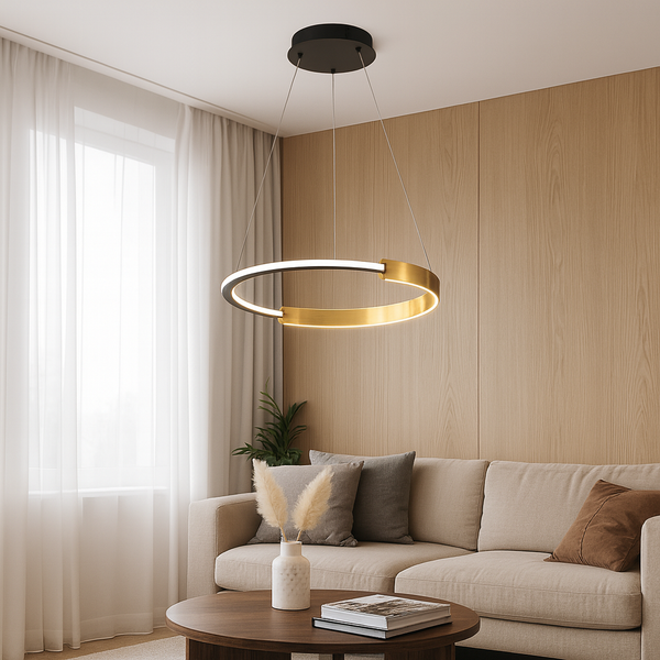 Підвісна люстра кругла D-40 cm Led Black+Gold Orbits 250835-100005885