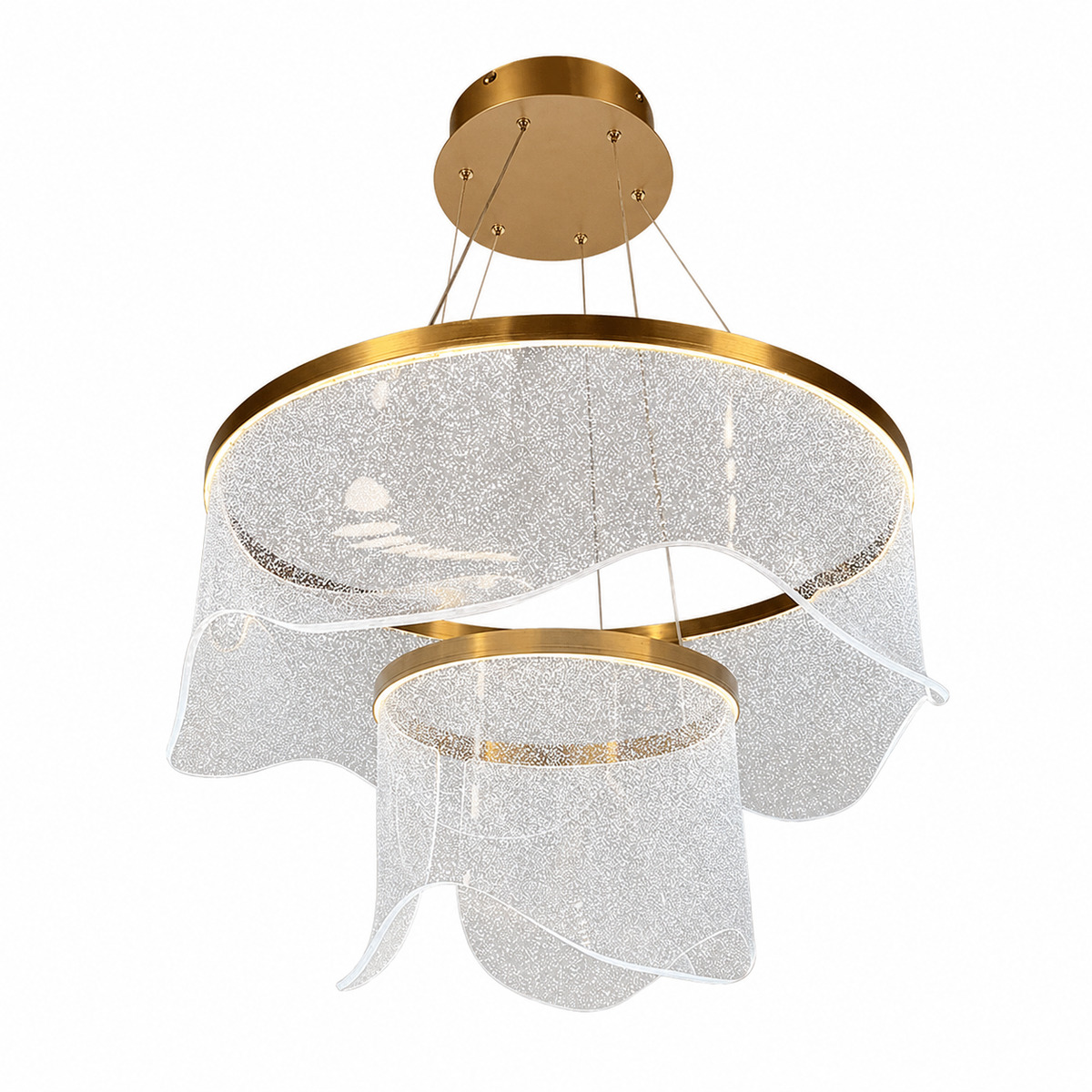 Підвісні люстри золоті D-60+30 cm / D-80+40 cm Led Gold Aurora 260418-100007846